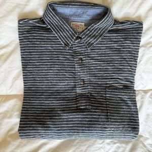 Men’s Faherty Luxe Polo Shirt Grey Heather Stripe (size Small) (S)
